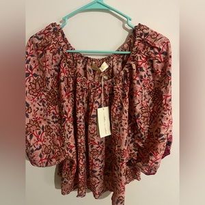 Natalie Martin Ella Top in Pink Dahlia print.